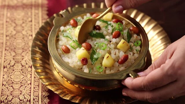 Sabudana Khichdi Sabudana khichri tapioca pearls cassava root sago Khichdi Mahashivratri Shivratri, Navratri Ram Navami festival fasting food sabudana usal. vegetarian Indian festival food snack