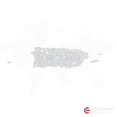 Puerto Rico grey map isolated on white background with abstract mesh line and point scales. Vector illustration eps 10