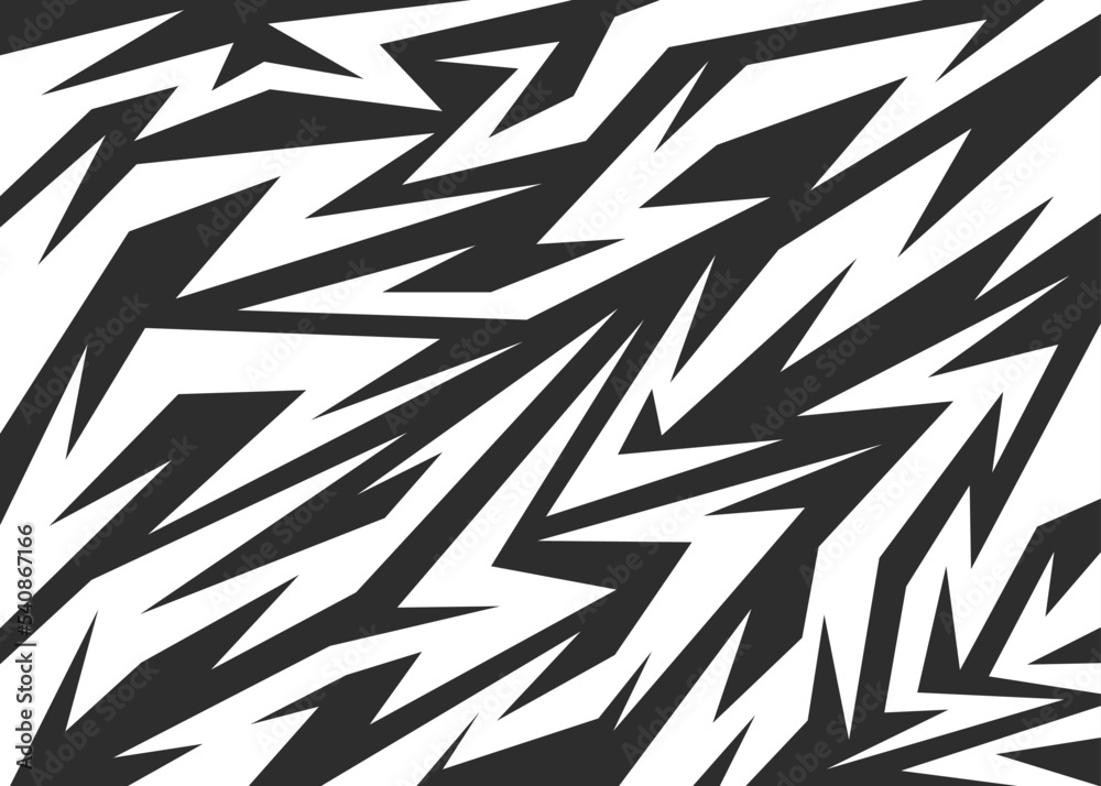 Aufkleber Abstract black and white background with various geometric sharp and arrow pattern. Seamless sharp and arrow pattern
