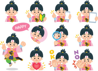 桃太郎　バリエーション　初心者マーク　スマートフォン　タブレット　虫眼鏡　ハート　OK　NO