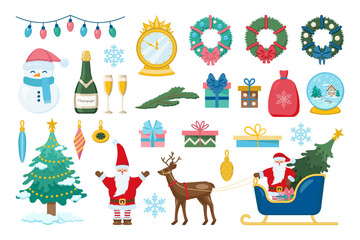 A set of Christmas illustrations for design