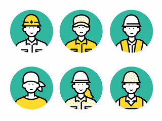 Fototapeta premium 土木作業員のアイコンイラストセット