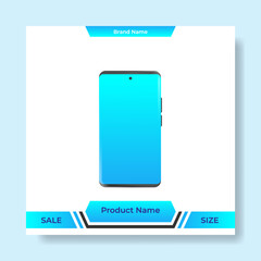 Geometric square social media banner layout, product background backdrop display for ads commerce sale template in gradient blue color