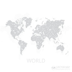 World grey map isolated on white background with abstract mesh line and point scales. Vector illustration eps 10.