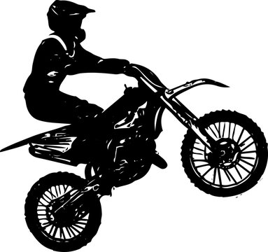 recommend clip art: vector illustration silhouette of motorcycle jumping, bike stunt sketch drawing, motorcycle stunt clip art and symbol, bike logo