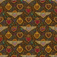Fototapeta premium Morrocan Tiles Pattern, Italian Tiles Wallpaper, Luxury Rococo Flooring, Mediterranean Home Decoration, Arabian Style Ornaments, Islamic Ceramics, Architecture Patchwork, Interior and Exterior Surface