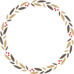 シンプルな茶色の葉っぱのフレームイラスト