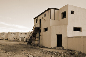 Empty streets and abandoned houses. Sharm El Sheikh, Egypt 