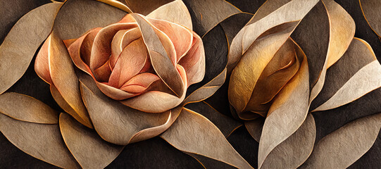 Abstract floral organic wallpaper. Vintage background with abstract floral pattern. 3D illustration for backgrounds, wallpapers, photo wallpapers, murals, posters. - obrazy, fototapety, plakaty