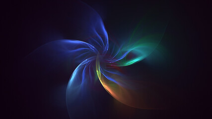 3D rendering abstract multicolor fractal light background