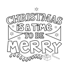 Merry Christmas Coloring page. Christmas line art coloring page design for kids.