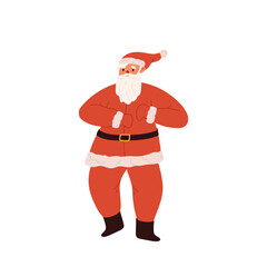Cheerful Santa Claus happy dancing isolated. Cartoon character for winter holidays, new year, xmas