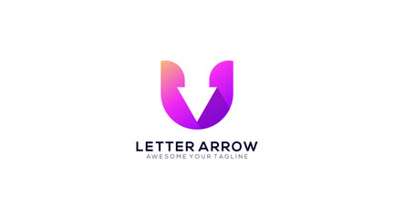 Letter U arrow Logo design vector template icon
