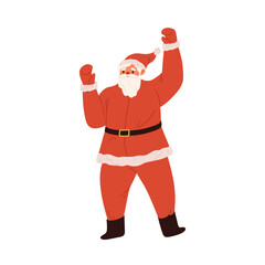 Christmas holidays character, happy Santa Claus dancing. Cartoon icon for xmas design. Joyful Santa