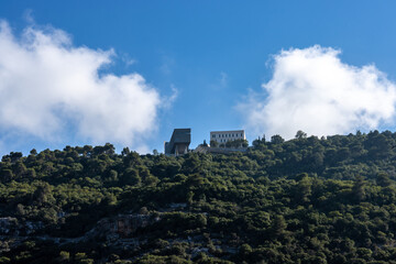 clouds over a building