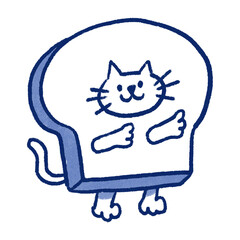 Cat with bread costume hand drawn illustration in cartoon design