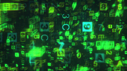 Big data technology background 3D render