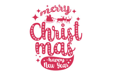 Christmas lettering label. Merry Christmas greeting card with lettering

