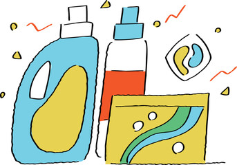 洗濯洗剤セットのイラスト