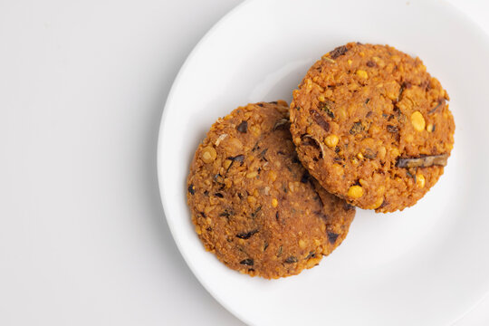 Indian Snack Peas Masal Vada, deep fried snacks food fried in oil.