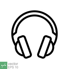 Headphones earphones flat icon. Simple outline style. Headphone, pictogram, listen music, wireless ear phone, technology concept. Line vector illustration isolated on white background. EPS 10.