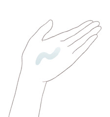 化粧品を手に取る女性の手