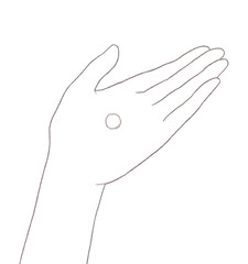 化粧品を手に取る女性の手