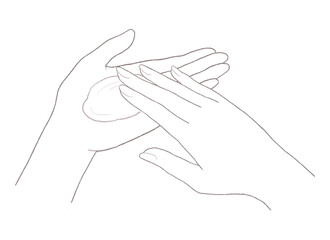 化粧品をなじませる女性の手