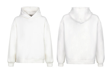 White hoodie template. Hoodie sweatshirt long sleeve with clipping path, hoody for design mockup for print, isolated on white background. - Powered by Adobe