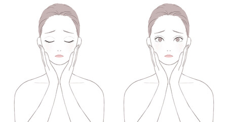 肌トラブルに悩む女性 表情セット