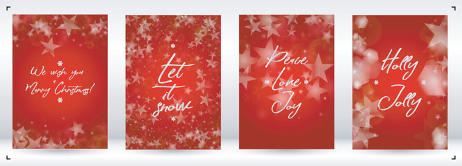 Vector Merry Christmas and New Year Card Collection with Magical Bokeh Lights Sparkle Confetti. Shiny Glitter Christmas Party Print Collection. Winter Sparkle Snowfall Design for Holiday's Poster.