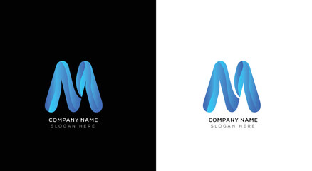 Minimal letter 3d M logo template