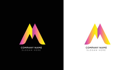 Minimal letter 3d M logo template