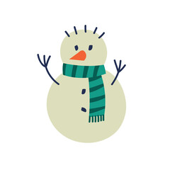 Snowman with a scarf. Winter mood. Vector image.