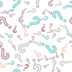 Quiz seamless pattern. Question marks, doubt, faq