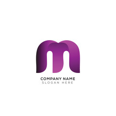 Minimal letter 3d M logo template