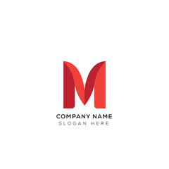 Minimal letter 3d M logo template