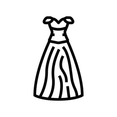 ballgown bride dress line icon vector. ballgown bride dress sign. isolated contour symbol black illustration