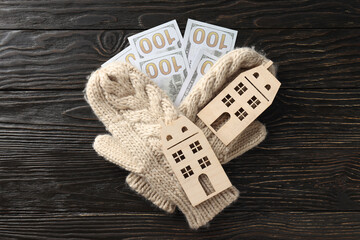 Concept of high costs of heating, heating season