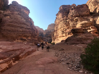 Petra, Jordan, November 2019 - A canyon with a mountain in the desert