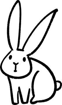recommend clip art: こっちを見つめるかわいいウサギ　シンプルモノクロイラスト