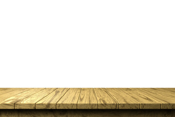 Wood table top 3D rendering isolated for montage product display. png file