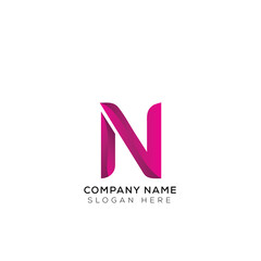 Gradient letter n logo design with black and white background
