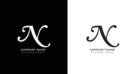 Gradient letter n logo design with black and white background