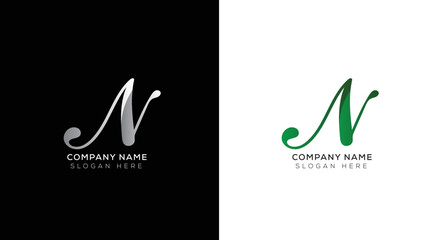 Gradient letter n logo design with black and white background