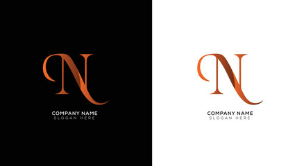 Gradient letter n logo design with black and white background