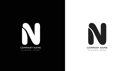 Fototapeta na wymiar Gradient letter n logo design with black and white background