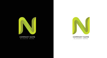 Gradient letter n logo design with black and white background