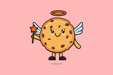 Cute Cartoon Biscuits character in the form of fairy in 3d cartoon style concept