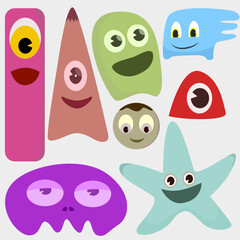 set of funny monsters